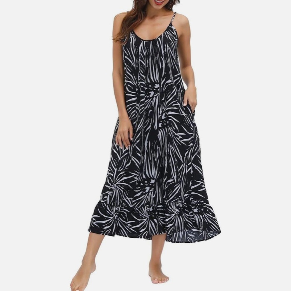 Women's Floral Maxi Dress Boho Printed Adjustable straps